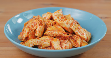 Chili steamed chicken on plate