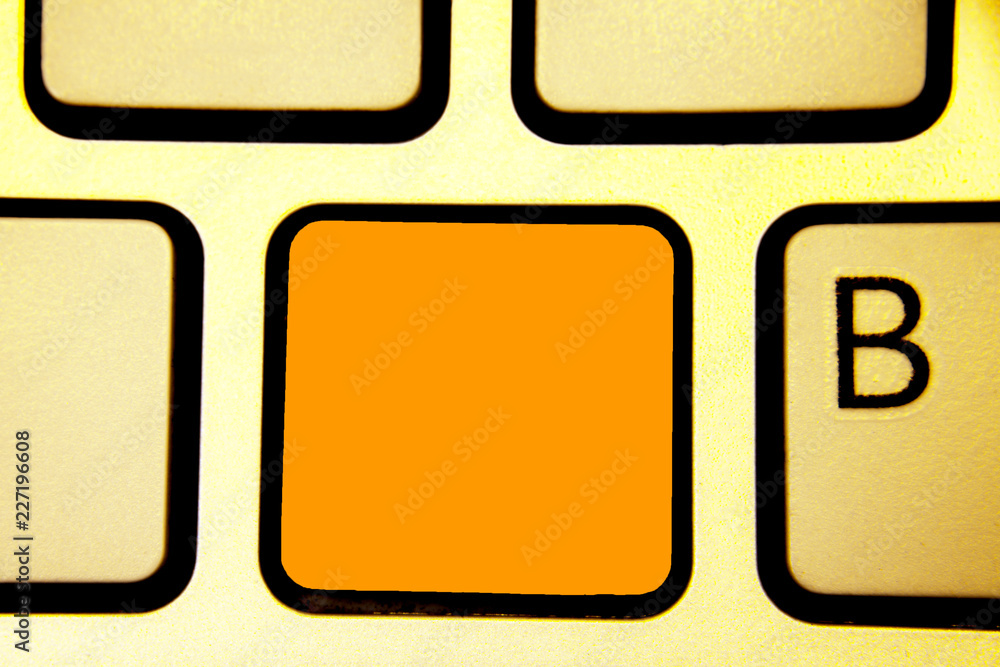 Poster Design business concept Empty copy text for Web banners promotional material mock up template. Keyboard orange key Intention create computer computing reflection document