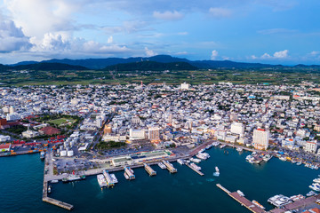 Fototapeta premium Aerial view of ishigaki downtown