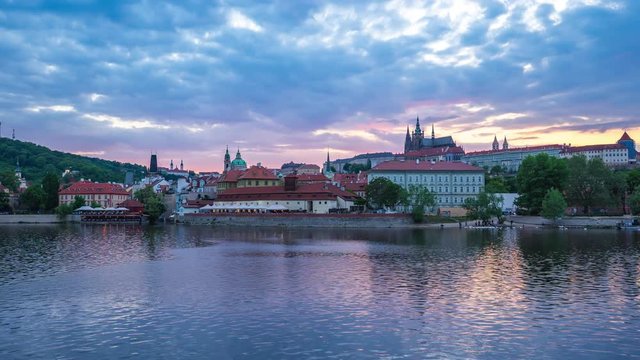 Timelapse of Prague old town in Czech Republic at Twilight time lapse 4K