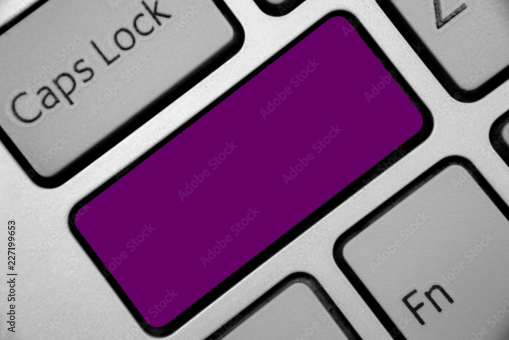 Poster Design business Empty copy space text for Ad website promotion isolated Banner template. Keyboard purple key Intention create computer computing reflection document