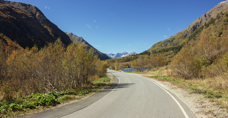 Autumn in mountain national park illuminate sun forest.