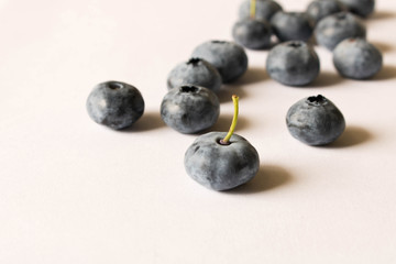 Fresh blueberries on a light background. Close up. The concept of natural food