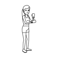 young woman lifting dumbbell