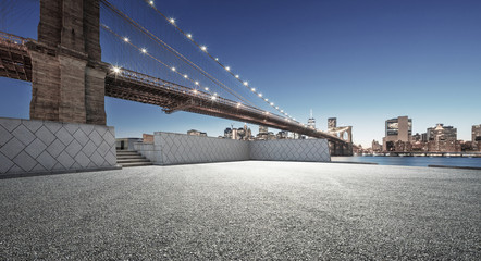 empty street with bridge in new york