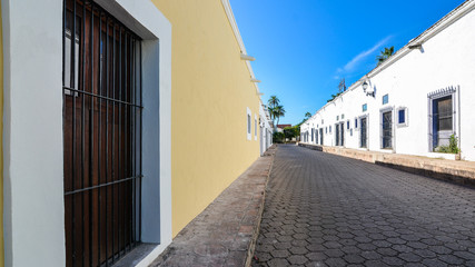 Typical street in the Spanish Colonial town of Alamos, Sonora, Mexico