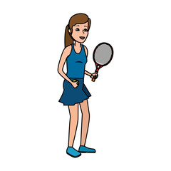 Fototapeta na wymiar young woman practicing tennis