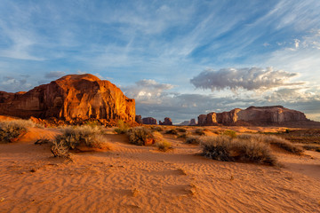 Monument Valley from the inside looking north. Monument Valley Tribal Park in Northern Arizona.