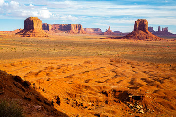 Monument Valley from Artist Point looking north across Monument Valley Tribal Park in Northern Arizona.