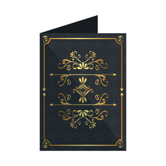 card with elegant golden frame icon