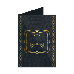 card with elegant square golden frame