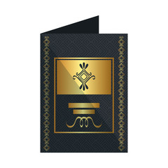 card with elegant square golden frame