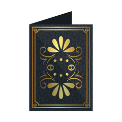 card with elegant golden frame icon