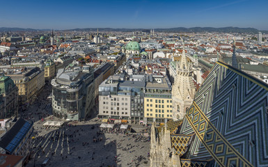 Naklejka premium Widok na Wiedeń na zachód od katedry św. Szczepana