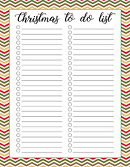 Christmas to do list, planner. Preparation for winter holidays and celebration.