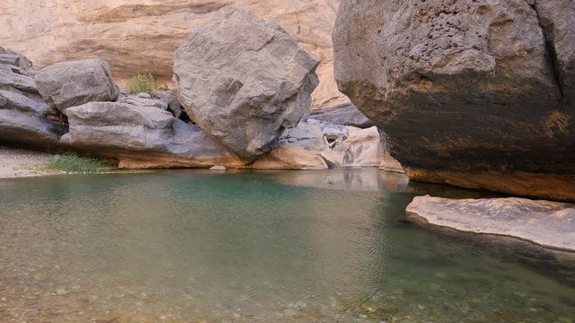 Tranquil oasis landscape scene in the countryside of the Sultanate of Oman.