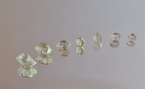 transparent hexagonal piece of precious herkimer stones