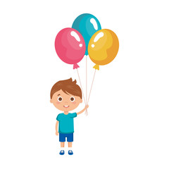 cute little boy with balloons helium