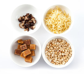 ingredient for thai food, spices with ingredients, asian food, healthy or cooking concept.
