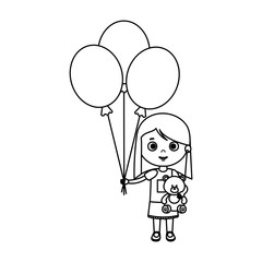 beautiful little girl with balloons helium