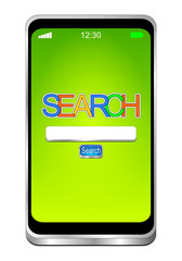 Smartphone with internet web search engine - 3D illustration