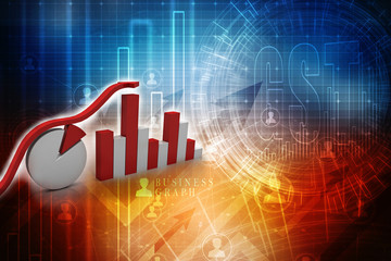 3d rendering Stock market online business concept. business Graph 