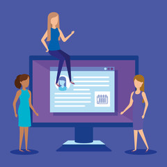 mini people with computer