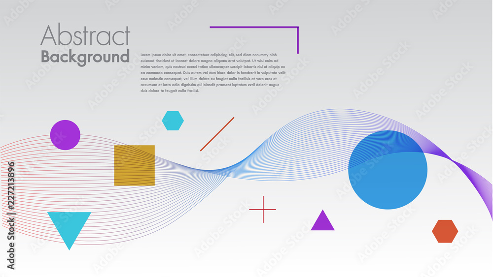 Poster abstract background with dynamic linear waves.for space text colorful vector illustration in flat mi