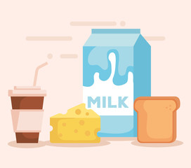 milk box with food products