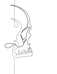 Human Skull Continuous Vector Line Art Illustration 