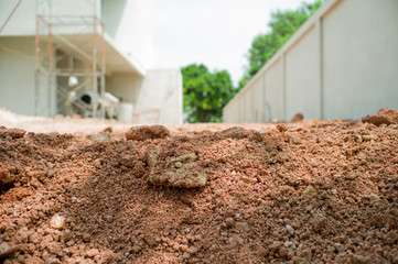 Abstract background and texture of  lateritic soil on the ground of construction site