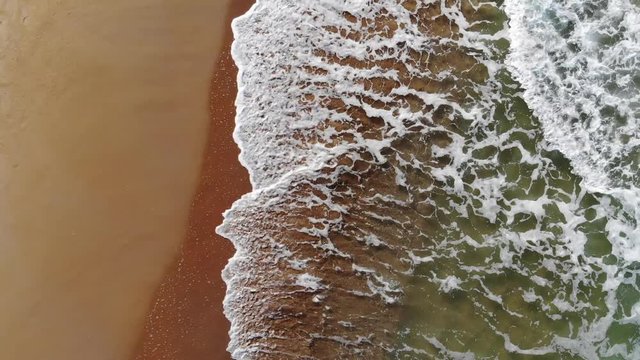 Aerial drone view of sea waves of Kilyos Beach in istanbul. 4K footage.