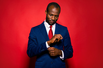 Portrait of  classy attractive groomed nice good-looking imposin