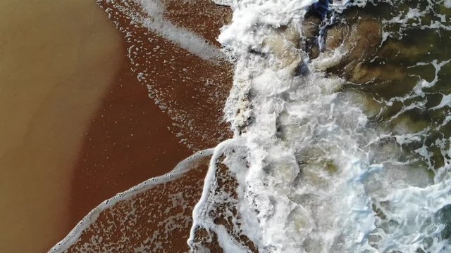 Aerial drone view of sea waves of Kilyos Beach in istanbul. 4K footage.