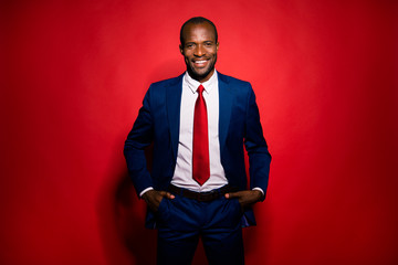 Photo of good-looking attractive handsome cheerful chic chief cl