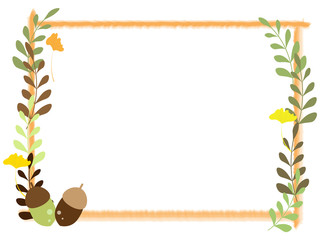 葉っぱとドングリのフレーム