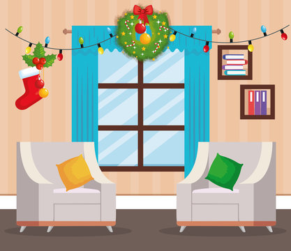 house livingroom with christmas decoration