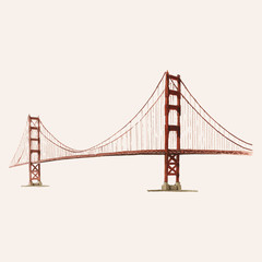 The Golden Gate Bridge painted by watercolor - obrazy, fototapety, plakaty