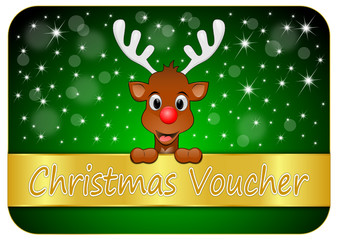 Christmas voucher with Reindeer - illustration