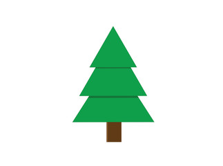 Green Christmas tree icon on white background. New year, celebration, holidays, christmas.