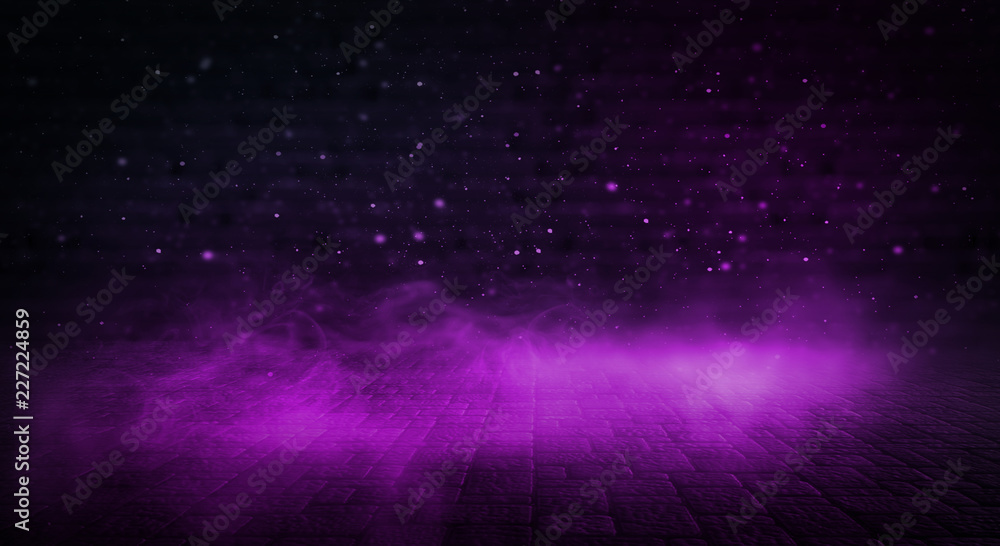 Canvas Prints background of empty room with spotlights and lights, abstract purple background with neon glow