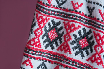 Slavic patterns, embroidery on clothing and towels. Cross-stitch.