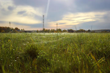  landscape with road, clouds and buildings