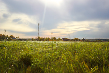  landscape with road, clouds and buildings
