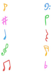 音楽記号　水彩　フレーム
