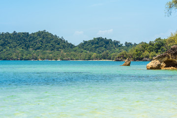 The Buffalo Bay and west side beach named Ao Khao Kwai on the island Ko Phayam