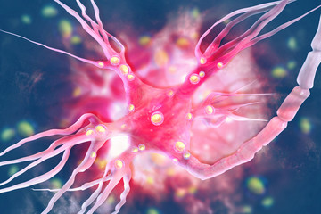 Neurons on scientific background