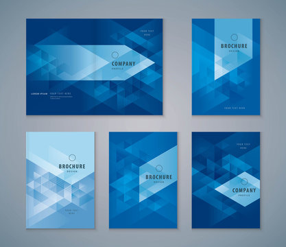Cover Book Design Set, Triangle Background vector Template Brochures