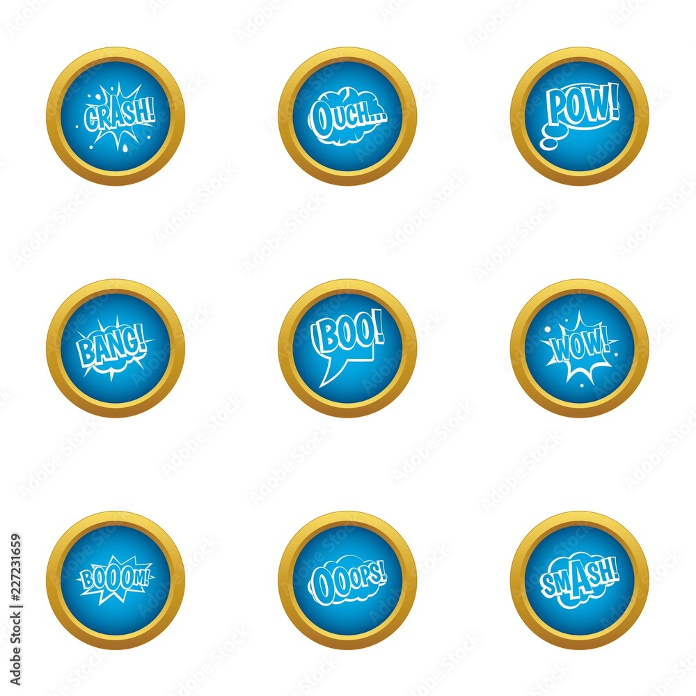 Poster bang icons set. flat set of 9 bang vector icons for web isolated on white background