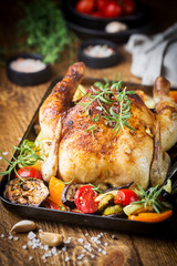 Baked whole chicken